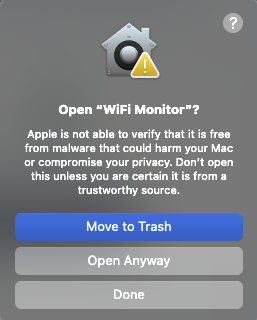 Confirmation dialog with Open Anyway button